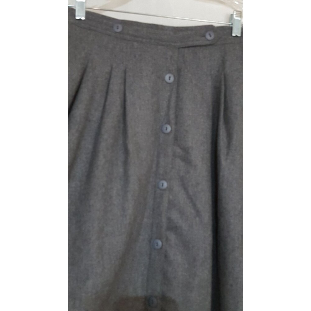Summit Sportswear skirt Vintage wool blend gray button front A-Line Midi Pockets - Picture 3 of 9